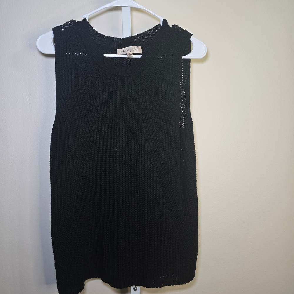 Philosophy Republic Clothing Womens Black‎ Sleeveless Knit Sweater Vest Size L